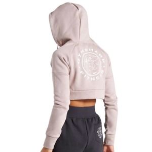 Gymshark Legacy Cropped Full Zip Hoodie in Blush Pink